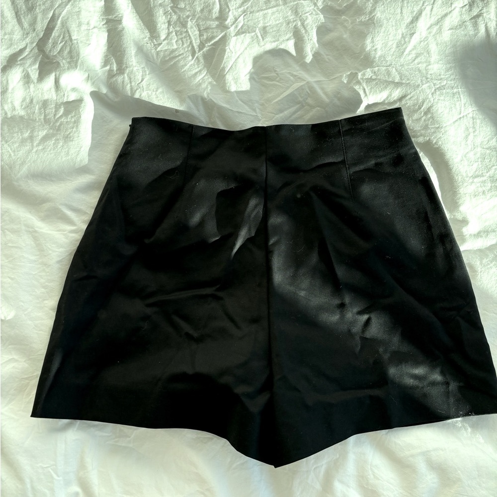 Zara High Rise Black Trouser Shorts